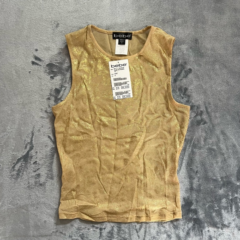 NWT Vintage Mesh Gold Tank Top